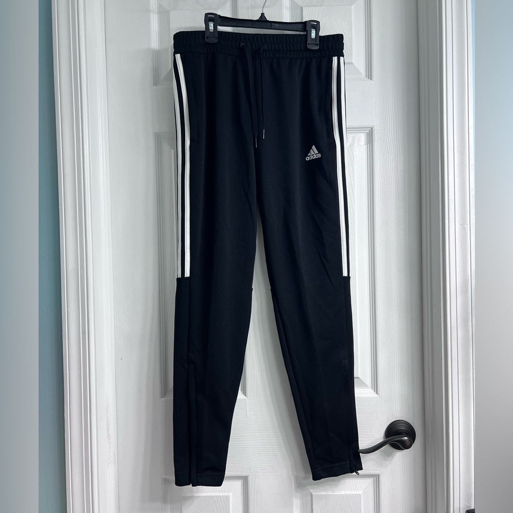 Adidas Black and White Sweatpants Tapered Fit